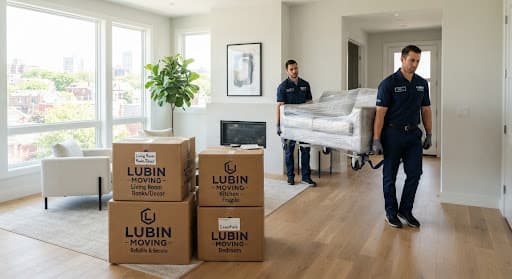 Moving team preparing a residential move