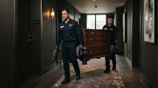 Moving team preparing a residential move
